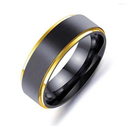 Bagues de mariage Bague en carbure de tungstène de 8 mm Bague pour homme à rayures bleues brossées noires