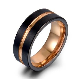 Wedding Rings 8mm Tungsten Carbide Rose Gold Staal voor mannelijke luxe band Sport Anello Uomo maat 7-12