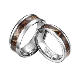 Anillos de boda Tungsteno de 8 mm para hombres Mujeres Juegos de anillo de pareja de ciervos Caza Conocimiento Banda Joya de regalos Drop entrega DH0PB