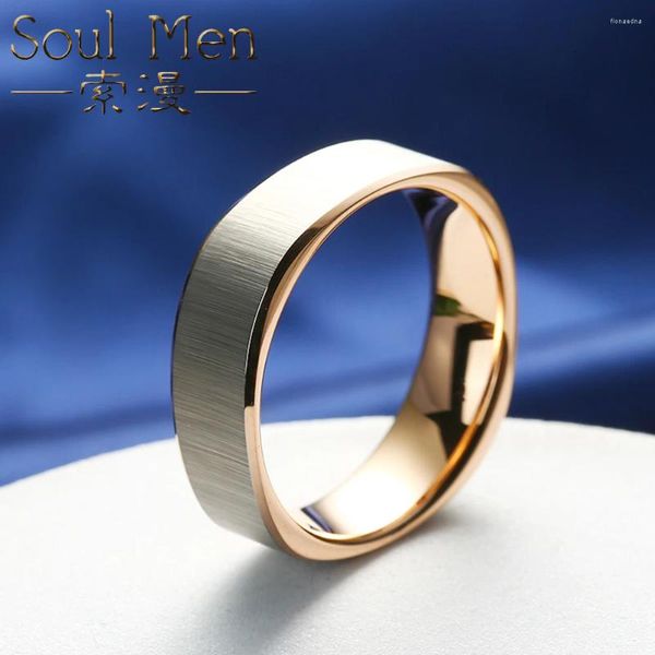 Anillos de boda Carburo de tungsteno de 8 mm de ancho para hombres Banda Cuadrado Exterior Redondo Interior Ajuste cómodo