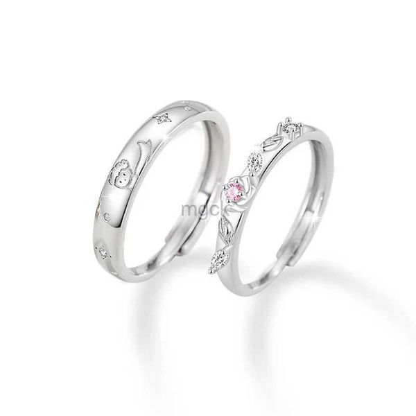 Anneaux de mariage 925 Silver Couple Anneau pour hommes et femmes Fashion Fashion Little Prince et Rose Rose Star Pair Ring 240419