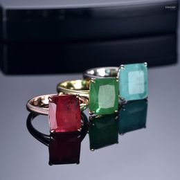 Eheringe 925 Silber Smaragd Ring Rubin Authentische Damen Quadrat Verlobung Sterling Schmuck Accessoires Geschenk