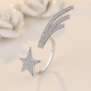 Wedding Rings 925 Stamped Silver Color Verstelbare Fine Crystal Charm Star For Women Fashion Party Accessories Sieraden Gifts