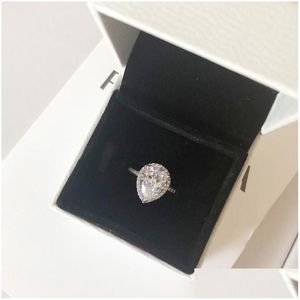 Wedding Rings 925 Sterling Sier CZ Diamond Tear Drop Ring Set Originele doos voor Pandora Water Women Girls Gift Sieraden Levering Dhphm