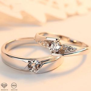 Anneaux de mariage 925 argent sterling 0.5 carat Mosang diamant montagne alliance bague mutuelle réglable couple haut sens tendance lumière luxe 231027