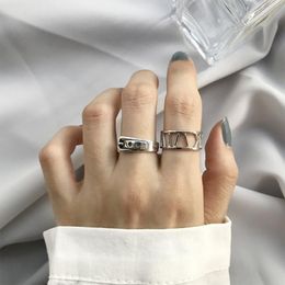 Wedding Rings 925 Sterling Silver Belt Buckle For Women Accessoires Bague Femme Vintage Romeinse cijfers Ring Fashion Jewellery
