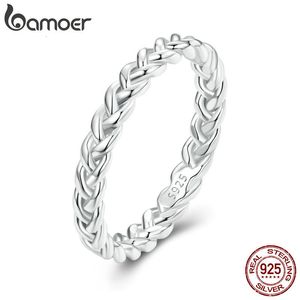 Trouwringen 925 Sterling Zilver Gevlochten Textuur Twisted Band Vlecht Vinger Fijne Sieraden Cadeau voor Vrouwen BSR311 230729