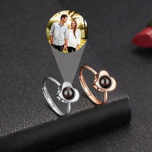 Wedding Rings 925 Sterling Silver Custom Po Rings For Women Paar mannen hart hangend ring eenvoudige trendy feestgeschenken fijne accessoires 231215