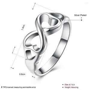 Wedding Rings 925 Sterling Silver Double Heart Ring For Women Engagement Party Fashion Charm Jewelry