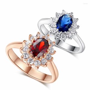 Wedding Rings 925 Sterling Silver Elegant Crystal Engagement For Women Girls Trendy Sieraden Valentijnsdag Gift Groothandel