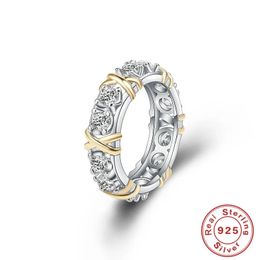 Anillos de boda 925 Sterling Silver Separación de oro con incrustaciones de circón para mujeres Glamour Joyería Regalos de compromiso 231127