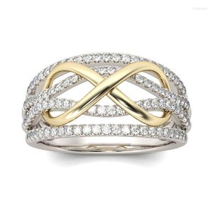 Wedding Rings 925 Sterling Silver Infinity Love Ring Shining Cubic Zirkon Bowknot Letter 8 Eeuwigheid Promise Jewellery for Woman Vriendin
