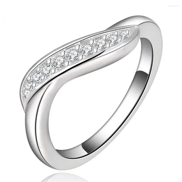 Trouwringen 925 Sterling Zilver Onregelmatige Boog Ingelegd Zirkoon Klassieke Ring Dames Party Engagement Gift Mode-sieraden