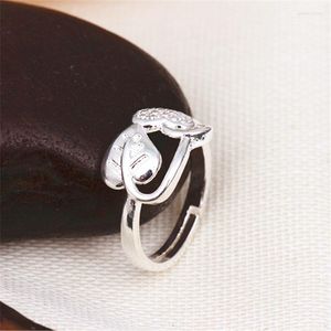 Anillos de boda 925 plata esterlina coreana de hoja de moda simple anillo abierto ajustable para mujeres joyería de regalo JP