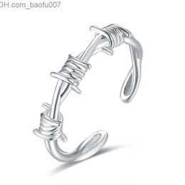 Anneaux de mariage en argent sterling 925 ouvert réglable barbelé couronne de torsion épines fil anneau pour femmes hommes branche d'arbre épine bijoux adolescente Z230711