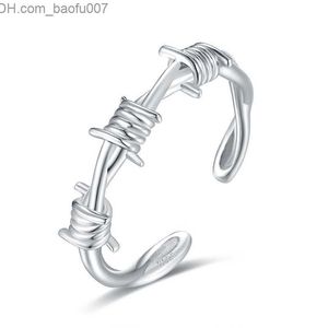 Trouwringen 925 Sterling Zilver Open Verstelbare Prikkeldraad Kroon van Twist Doornen Draad Ring voor Vrouwen Mannen Boomtak Doorn Sieraden Tiener Meisje Z230711