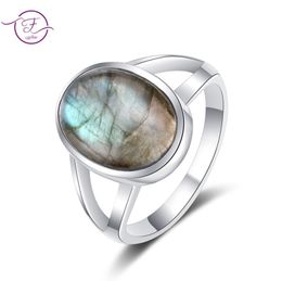 Wedding Rings 925 Sterling Silver Ring Natuurlijk 10x14mm Big Labradorite Simple Tiger Eye Sieraden voor vrouwen Men Grote steen Vintage 7122071