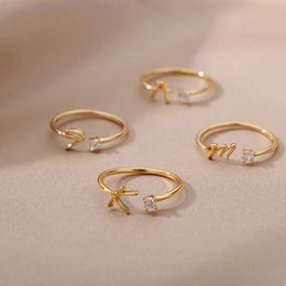 Trouwringen A-Z Beginletter Ringen Voor Vrouwen Creatieve 26 Engelse Letter Open Ringen Verstelbare Mode Bruiloft Sieraden Geschenken 231020