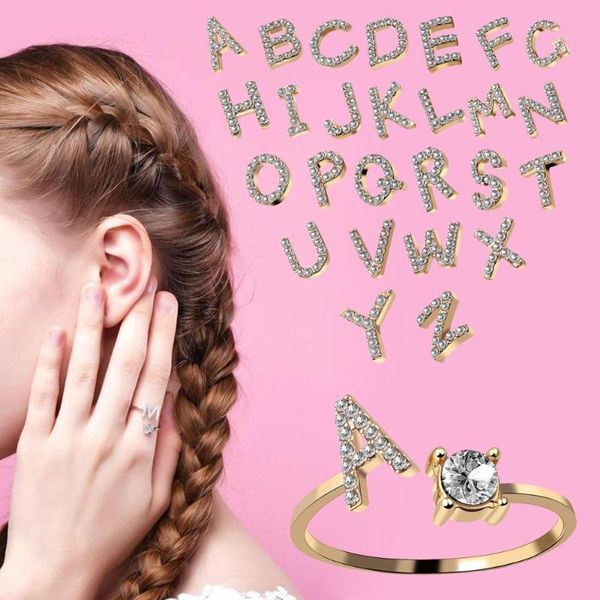 Anneaux De Mariage A-Z Lettre Or Couleur Métal Réglable Ouvert Pour Les Femmes Initiales Nom Alphabet Creative Bague De Doigt 2022 Tendance Fête BijouxWedd