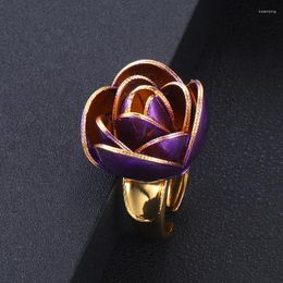 Anelli nuziali ACCKING Lusso audace grande fiore per le donne Accessori da sposa con zirconi cubici Dubai Anello da dito B