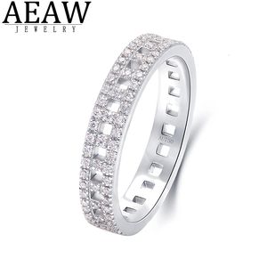 Wedding ringen aeaw 0.37ctw d kleur moissanite ring klassieke spanningsset 10k real solide witgoud ronde moissaniet voor vrouwen 230302