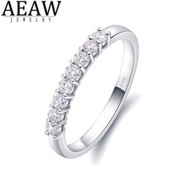 Anillos de boda AEAW 14k oro blanco 0.25ctw 2mm DF corte redondo compromiso boda laboratorio crecido anillo de banda de diamantes para mujeres 230729