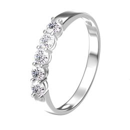 Anneaux de mariage AEAW Or blanc 14 carats 01ct 3mm Total 05ctw DF Round Cut Engagement Lab Grown Diamond Band Ring pour femme 230608