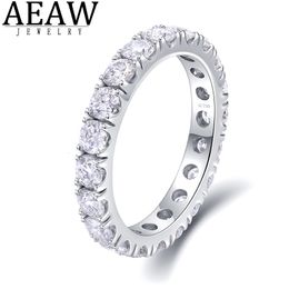 Anillos de boda AEAW Sólido 14K Oro blanco Ronda Enternity Full Diamond Band 25mm 15ctw DF Color para mujeres 230726