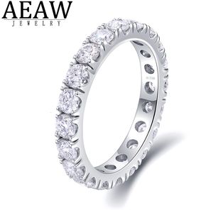 Anneaux de mariage AEAW Solide 14K Or Blanc Rond Enternity Full Diamond Band 25mm 15ctw DF Couleur Pour Femmes 230726