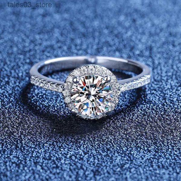 Anneaux de mariage AETEEY 0.5-3ct D couleur réel Moissanite diamant bague ronde pur 925 en argent Sterling pour les femmes de mariage bijoux fins RI020 Q231024