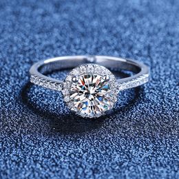 Wedding Rings Aeteey 053CT D kleur echte diamant ronde ring puur 925 sterling zilver voor vrouwen fijne sieraden ri020 230816