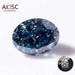 Anneaux de mariage Aiosc Ovale Coupe Loose Real Moisanite Stone Vivid Blue Blue Moisanites Gemmes pour anneau de diamant avec certificat GRA Gems précieux 240419