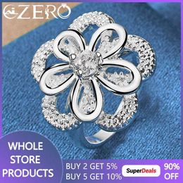 Anneaux de mariage Alizero 925 Pure Silver AAA Zircon Ring Womens Engagement Band Fashion Charm Jewelry Gift Q240511
