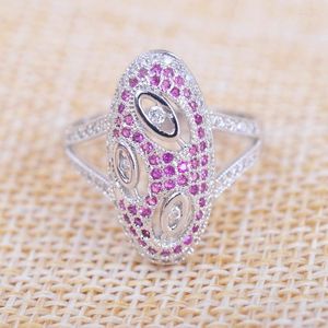 Wedding Rings Amazing Rose Red Cubic Zirconia Ring Silver Color For Women Fashion Party Sieraden Maat 6 7 8 9