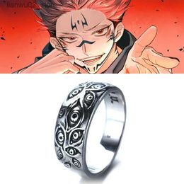 Trouwringen Anime Jujutsu Kaisen Ring Ryomen Sukuna Rollenspel Black Eye Unisex Ring Props Sieraden Cadeau Accessoires Groothandel Q240315