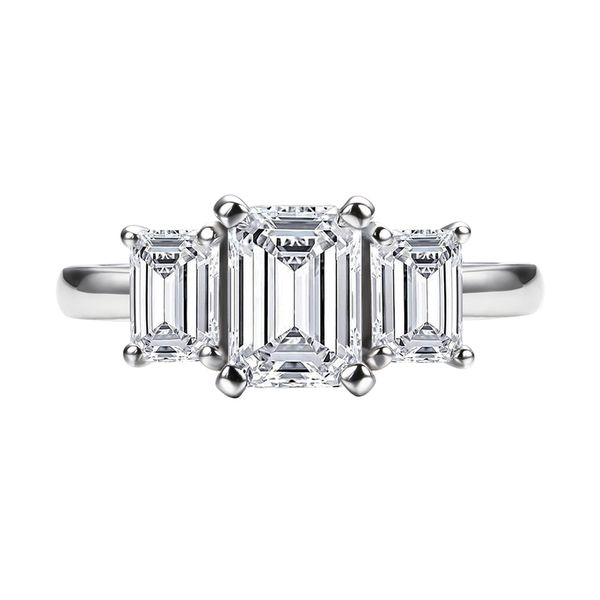 Anneaux de mariage AnuJewel 1 8cttw Emerald Cut D Color Ring 18K Gold Plated 925 Sterling Silver Engagement For Women 220921
