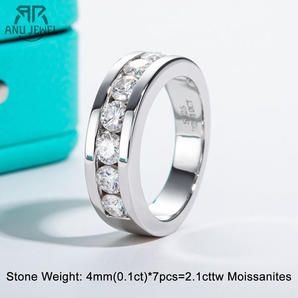 Anneaux de mariage AnuJewel 4mm bande 925 en argent Sterling laboratoire créé bague en diamant hommes femmes bijoux personnalisés 230712