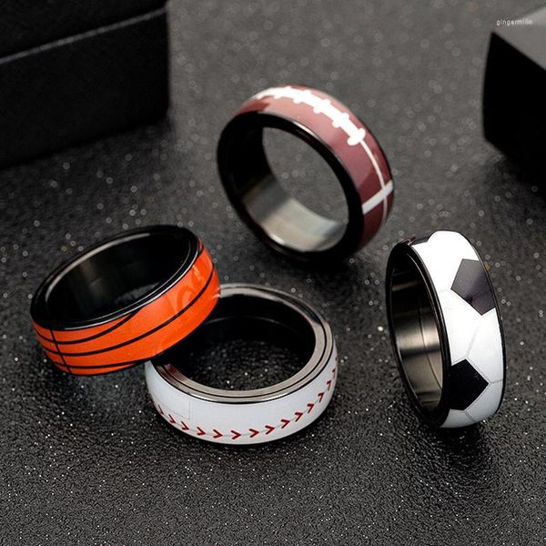 Anillos de boda, anillo de ansiedad para hombres, Spinner Fidgets, acero inoxidable, baloncesto, fútbol, girar libremente, joyería antiestrés