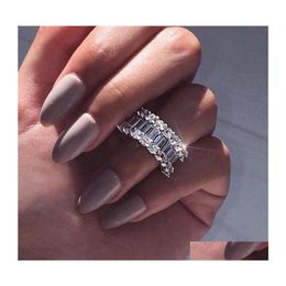 Eheringe Ankunft Luxusschmuck 925 Sterling Sier FL Princess Cut Weißer Topas Cz Diamant Versprechen Brautring Für Frauen Drop D7799658