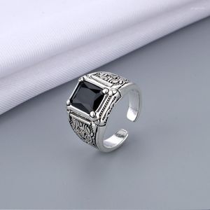 Trouwringen Collectie Retro Thai Zilver Zwart Kristal Mannen Ring Originele Sieraden Voor Man Verjaardagscadeau Nooit Vervagen