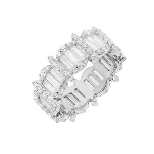 Trouwringen aangekomen Silver Color Luxe Baguette CZ Finger Ring Sparking Bling 5a Cubic Zirconia Fashion Classic Women JewelryWedding