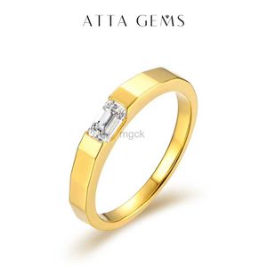 Anillos de boda Attagems New D/VVS1 CUT EMERALD 0.3CT MOISSANITE DIAMOND RING para mujeres S925 Conocimiento de oro plateado Joyería Fina Regalo 240419