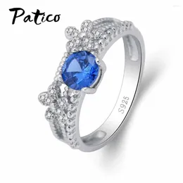 Branches de mariage Authentiques 925 STERLING Silver Blue 5A Grade Cumbic Zircon Women Promise Ring Fine Jewelry Drop Prix en gros