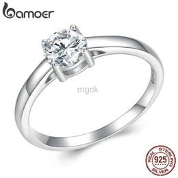 Anneaux de mariage Bamoer D Color VVS1 Ex Missanite Ring Round Moisanite Diamond for Women 925 STERLING Silver Engagement Band de mariage MSR005 240419