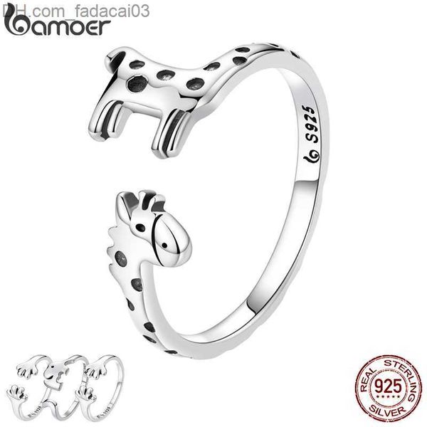 Anneaux de mariage Bamoer Nouvelle Tendance Authentique Argent Sterling 925 Girafe Anneau Ouvert pour Femmes Chien Griffe Éléphant Anneau Fille Exquis Bijoux Fête Cadeau Z230711