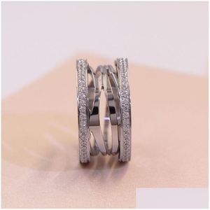 Wedding Rings Band Luxury S925 Sier Diamond Ring For Women Designer Gift Betrokkenheid ingelegd AAA Zirkon PATATION 18K ROSE GOUD MENS DEEL OT6HW