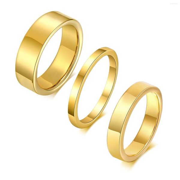 Anneaux de mariage basique 2/4/6 MM large Couple anneau pour femmes hommes PVD couleur or carbure de tungstène doigt bandes bijoux