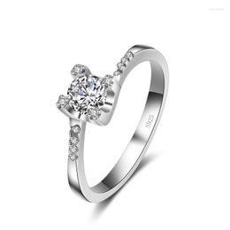 Anneaux de mariage beaux accessoires en argent Sterling 925 avec pierre de Zircon brillant jolie bague d'amour pour la mode femmes/filles