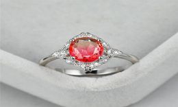 Anneaux de mariage Big Oval Rose jaune Zircon Engagement pour les femmes bijoux arc-en-ciel Crystal Stone Ring Femme Promesse Gift3309810