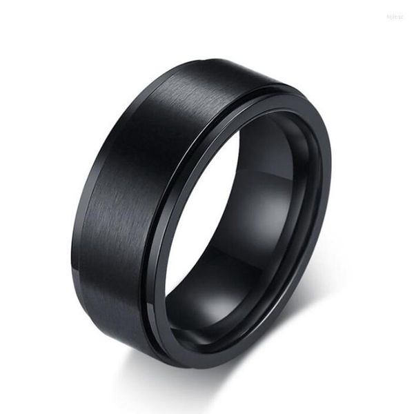 Anneaux De Mariage Noir Couleur Titane Anneau Pour Hommes 8mm Spinner Mâle Cool Qualité Mat